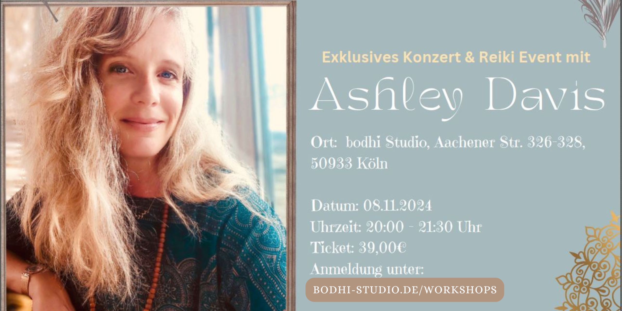 Exklusives Konzert & Reiki Event mit Ashley Davis im bodhi Studio Köln